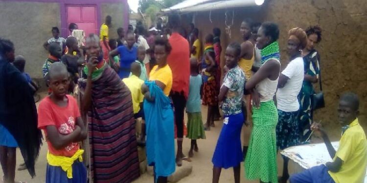 Police, Locals At The Scene Of The Shooting In Kaakong Trading Centre, Turkana County In January 2021. Photo/Ang’ela Bakari, Standard.