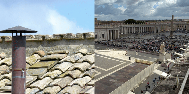 Crowds Have Gathered At The St Peter'S Square, Waiting To See The Result Of The First Morning Of Voting At The Conclave Photo/Vatican 