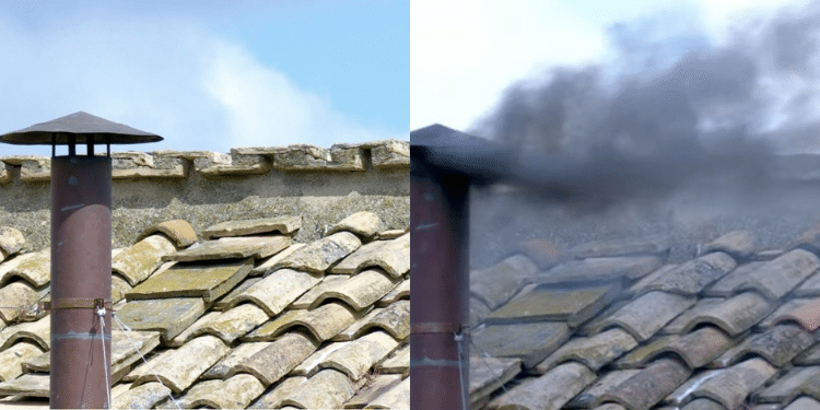 Black Smoke Billows From The Chimney Above The Sistine Chapel Photo/Vatican