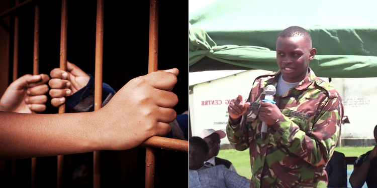 A Side-To-Side Photo Of Derrick Odour Addressing At Shikusa Borstal Institution In Kakamega County (Right) And Jail Bars (Left). Photo/Getty