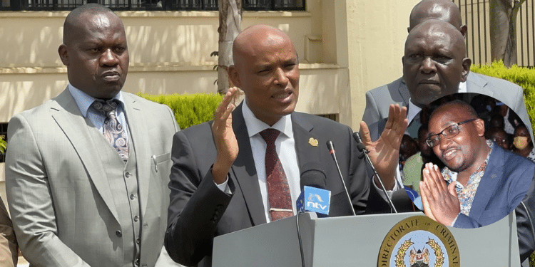 Photo Of Dci Boss Mohammed Amin Speaking Alongside Police Ig Douglas Kanja And An Inset Of Juja Mp George Koimburi. Photo/Ugc