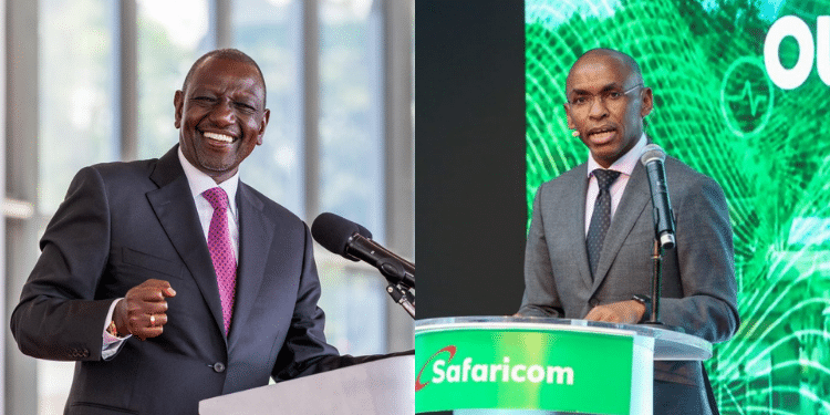 A Photo Collage Of President William Ruto And Safaricom Ceo Peter Ndegwa. Photo/Pcs/Safaricom.