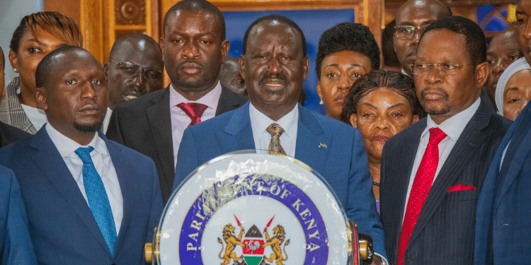 Prime Minister Raila Odinga During A Past Press Conference. Photo/Raila X. Tifa. Edwin Sifuna