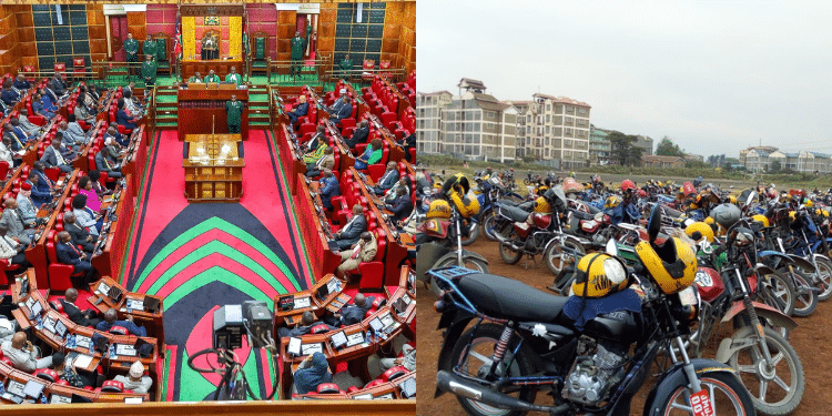 A Photo Collage Of National Assembly Sitting On May 28 And Motorcycles. Photo/Parliament/Bak.