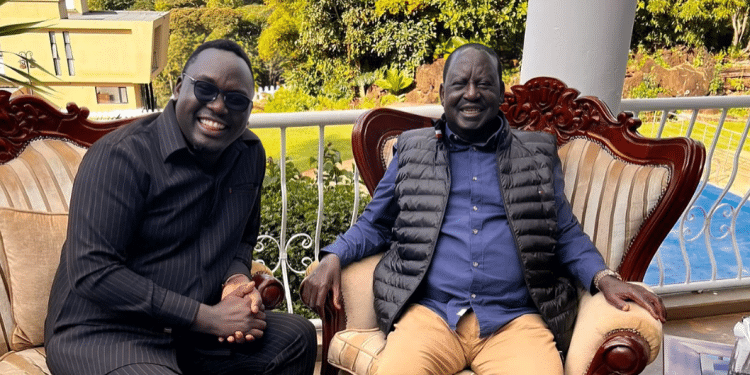 Kenyan Man Who Grew Up In Kisumu Slums Set To Be Honored At Uk'S House Of Lords Chairman Of Dexis Group Of Companies Stephen Ochieng Shares A Light Moment With Former Prime Minister Raila Odinga