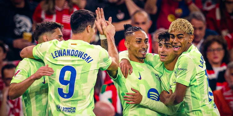 Lewandsowski, Raphinha, Yamal And Pedri During A Past Match. Ballon D'Or Rankings 