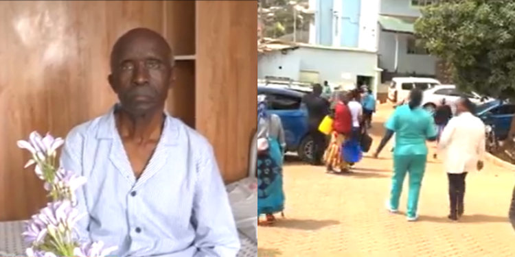 A Photo Collage Of Jacob Mosetti And Locals Outside Bosongo Hospital In Kisii County. Photo/Screengrab Citizen Tv.