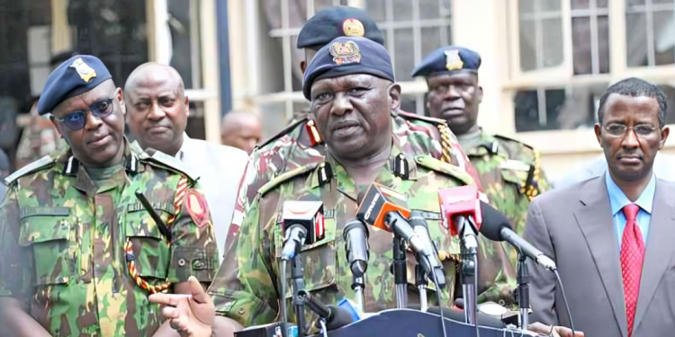 Photo Of Deputy Inspector General Of Police Douglas Lagat (Right), Ig Douglas Kanja And Ipoa Chairman , Issack Hassan. Photo/Standard