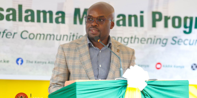 Principal Secretary, State Department For Internal Security And National Administration, Raymond Omollo Speaking During Usalama Mitaani Program Launch. Photo/Kara