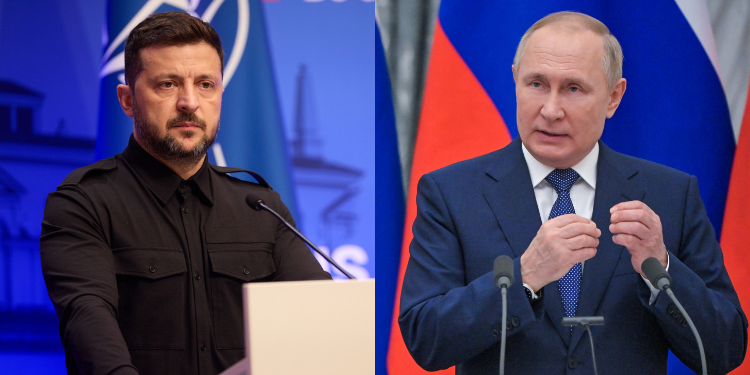 A Side-By-Side Photo Of Russian President Vladimir Putin And Ukrainian President Volodymyr Zelenskyy. Photo/President Of Russia &Amp; Zelenskyy X.