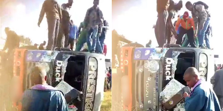 Super Metro Matatu Overturns Along Thika Road Photo/Thika Road Today X