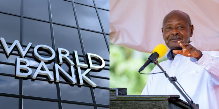 A Collage Of World Bank And Uganda President Yoweri Museveni Photo/Yoweri Museveni X/Stock Photo