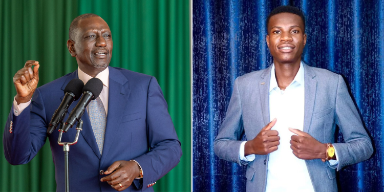 A Collage Of President William Ruto Speaking At State House Nairobi (Left) And The Late Comedian Kk Mwenyewe (Right).