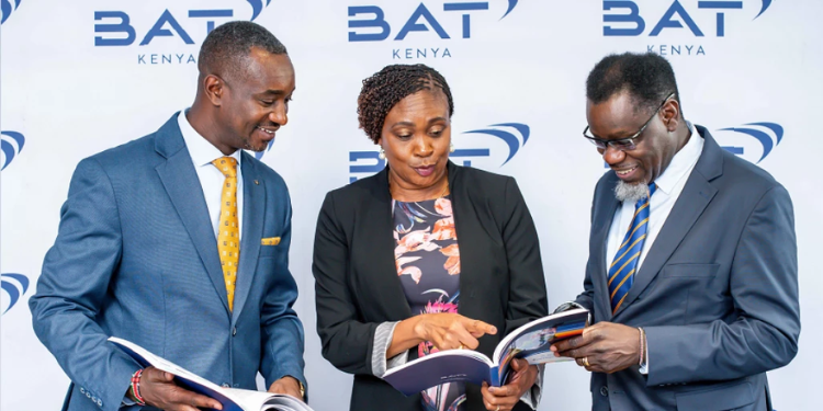 Rita Kavashe Bat Kenya Chairperson (Middle), Crispin Achola Bat Kenya Managing Director (Right), And Philemon Kipkemoi Bat Kenya Finance Director (Left).