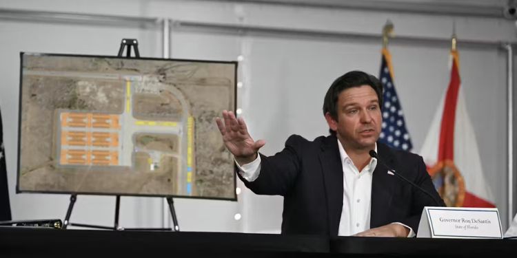 Gov. Ron Desantis Outlines His Plans For Alligator Alcatraz To The Media On July 1, 2025. Photo/Andrew Caballero-Reynolds/Afp Via Getty Images