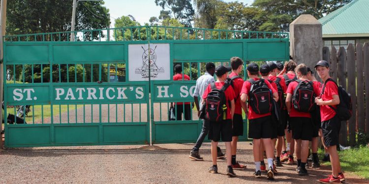 Students Posing Outside St. Patrick’s Iten Boys High School Main Gate. Photo/St. Patrick’s Iten. 