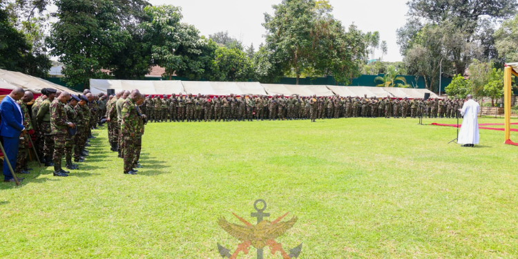 Kdf Commander Clarifies Stopping Free Lunch For SoldiersĀ Kenya Army Soldiers At The Headquarters In Ngao Gardens, Nairobi On July 23, 2025. Photo/Kdf.