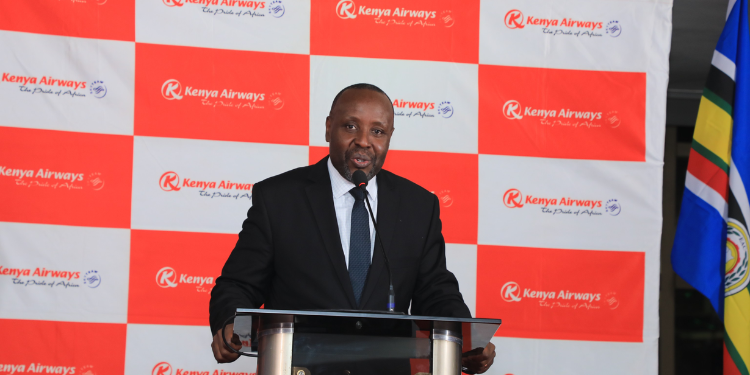 Kenya Airways Launches New Route To London Kenya Airways Group Managing Director &Amp; Ceo Allan Kilavuka Speaking During The Launch Of Direct Flights To London Gatwick On June 2, 2025. Photo/Kq.
