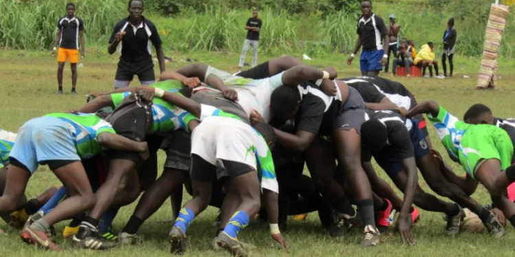 Kitondo Ss Against Makerere College Rugby Rack During The 2024 Feassa Games At Busamaga Rugby Photo/ David Isabirye