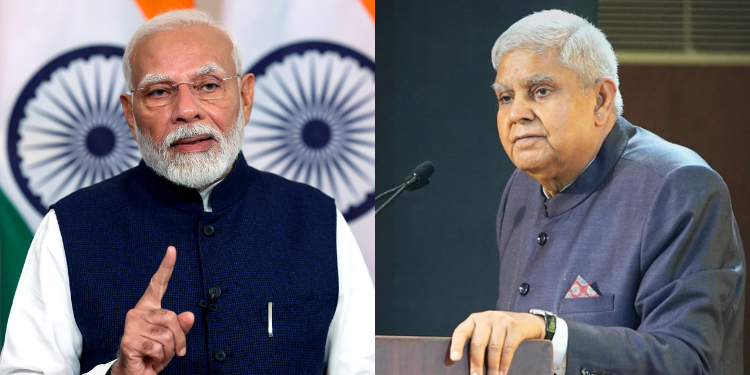 A Photo Collage Of Prime Minister Of India Narendra Modi And Former Vice President Shri Jagdeep Dhankhar. Photo/Fact News/India Vice President X.