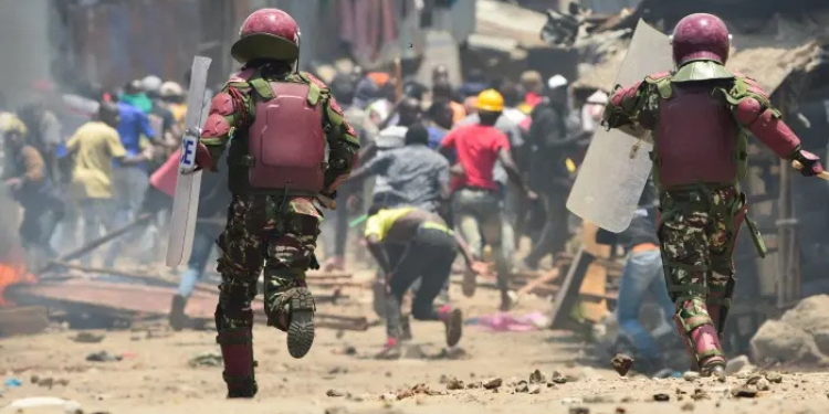 Riot Police Officers Dispersing Protesters In The Mathare Area Of Nairobi, March 27, 2023. Photo/ Human Rights Watch