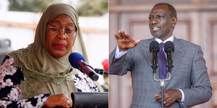 A Collage Of President William Ruto And Tanzania'S President Samia Suluhu. Photo: Pcs / Ikulu Ya Tanzania
