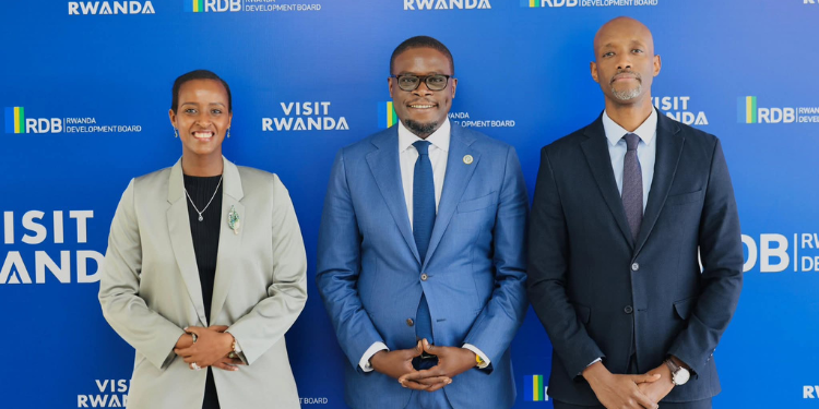 Nairobi Governor Johnson Sakaja With Rdb Ceo Jean-Guy Afrika (Left) And Nba Africa Ceo Clare Akamanzi (Right). Photo/Sakaja.