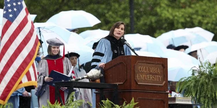 Columbia’s $200M Deal With Trump Administration Sets A Precedent For Other Universities To Bend To The Government’s Will Claire Shipman, Columbia University’s Acting President, Speaks During The School’s May 2025 Commencement Ceremony.
