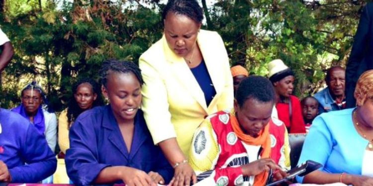 Kenyan High Commissioner To Namibia And Former Labour Cabinet Secretary Florence Bore With The Inua Jamii Beneficiaries Previously In 2024 Photo/ Florence Bore
