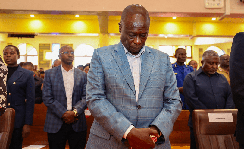 Former Deputy President Rigathi Gachagua Praying.