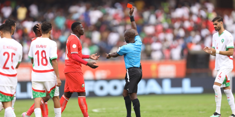 Story Of Vincent Kabore, Referee Who Officiated Kenya Vs Morocco Match Referee Vincent Kabore Sent Off Crispine Erambo During Their Chan 2024 Match Against Morocco At Kasarani Stadium On August 10, 2025. Photo/Berur Fm.
