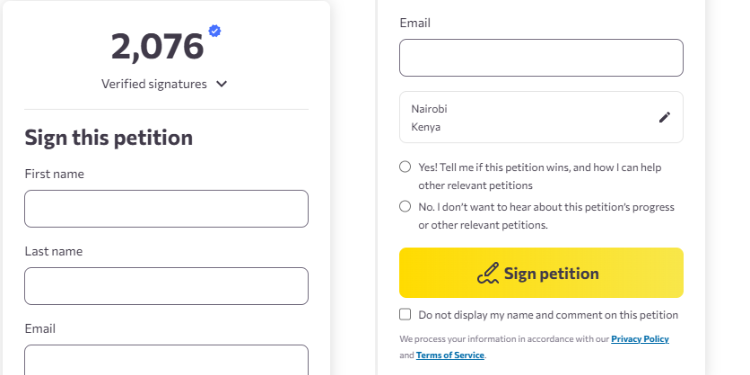 Petition By Change.org Against The Deportation Of Kenyan Reverend Rosalind Wanyeki. Photo/By Change.org.
