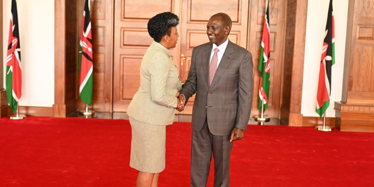 Uda Senator Swears On Tv To Deny Ksh10M Bribery Claims President William Ruto Shakes Hands With Uda Nominated Senator Tabitha Mutinda During His Meeting With Ukambani Leaders At State House, Nairobi On March 27, 2025. Photo/Mutinda X.