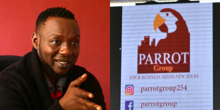 A Photo Collage Of Juma Khamis And The Parrot Group Logo. Photo/Parrot Group.