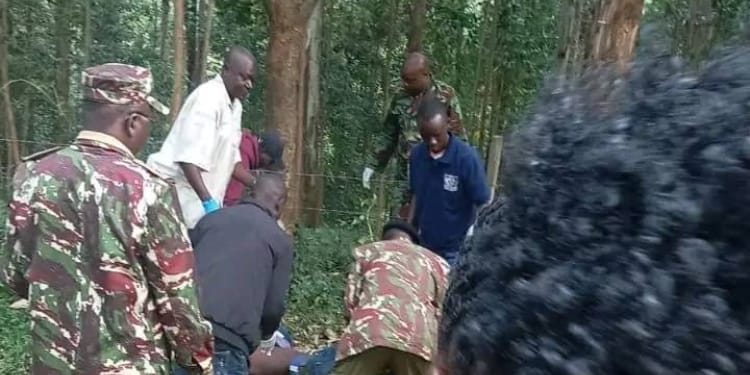 Police At The Scene Where A Kisii University Student Committed Suicide. Photo/Rogers Otiso.