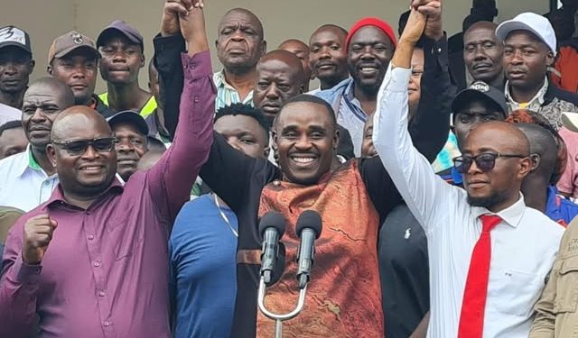 Gachagua Withdraws Dcp Candidate In Malava By-Election Cleophas Malala (C), Seth Panyako (L) And Egdra Busiega (R)