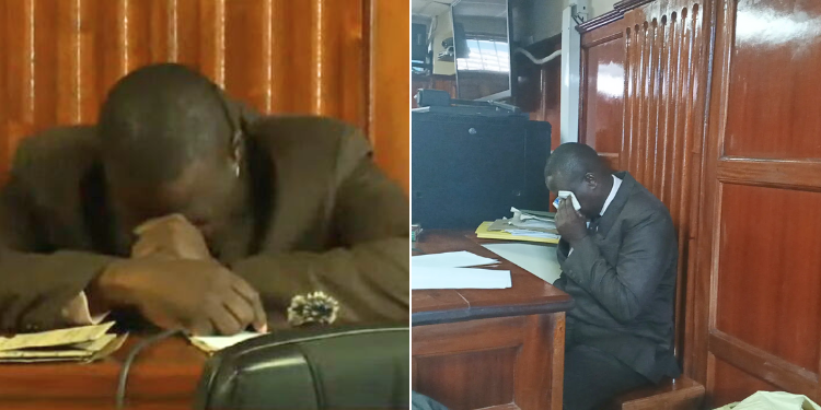 A Collage Of Former Kayole Officer Commanding Station (Ocs) Dennis Omunga Broke Down In Tears.
