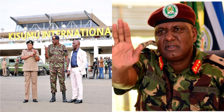 A Photo Collage Of Maj Gen Jeff Nyagah Addressing Journalists In Goma, Democratic Republic Of Congo, On April 22, 2023. Photo/Nation