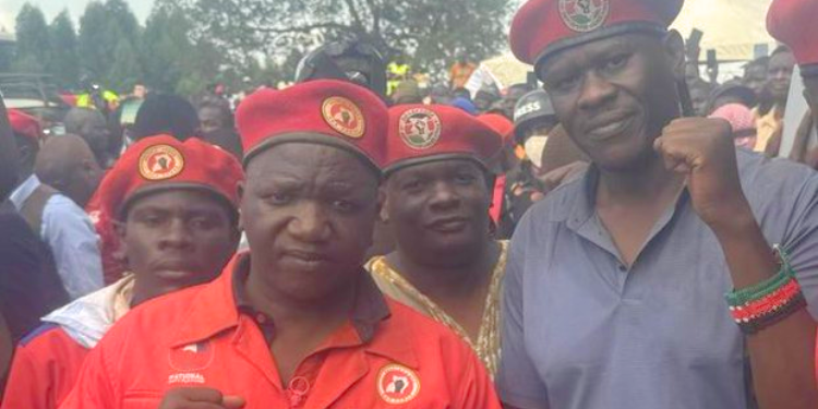 A Photo Of Activists Bob Njagi And Nicholas Oyoo In Uganda Attending Bobby Wine Political Rally. Photo/Wine