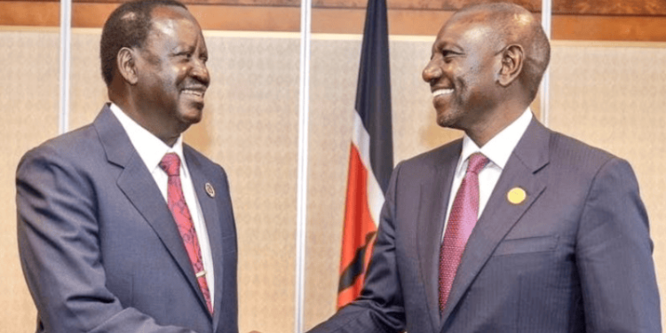 A Photo Of President William Ruto And The Late Former Prime Minister Raila Odinga Photo/Pcs