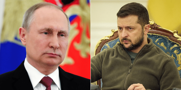 A Side-To-Side Photo Of Russia President Vladimir Putin (Left) And Ukraine President Volodymyr Zelenskyy (Right). Photo/Reuters