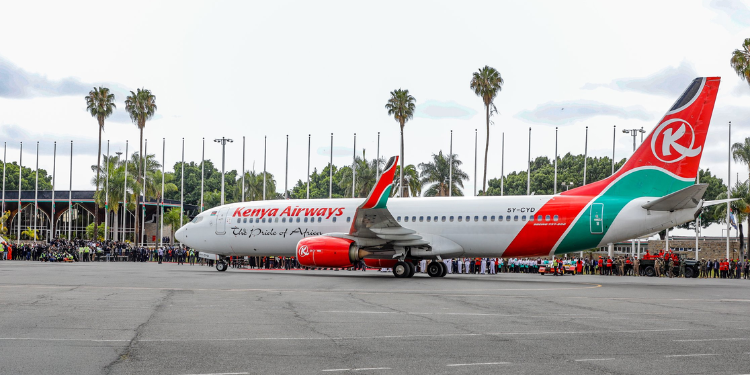 Kenya Airways Increases Nairobi–Kisumu Flights Amid High Demand The Kq Plane Used To Transport The Remains Of Former Pm Raila Odinga From India To Kenya. Photo/Kenya Airways