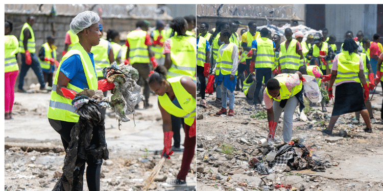 Youth In South B, Nairobi, Cleaning The Nairobi River As Part Of The Climate Worx Mtaani Initiative In 2024. Photo/ Cs Aden Duale X