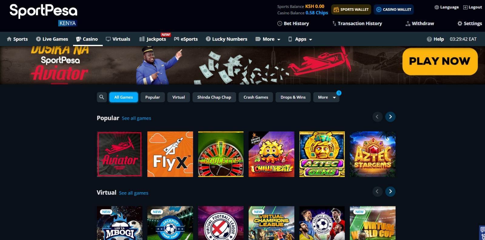 A Snapshot Of The Virtual Games Available On Sportpesa.