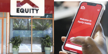 A Photo Collage Of Equity Branch And A Person Opening Equity Mobile App Photo/Equity Group/Nation